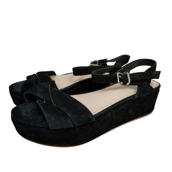 Torrid Women's Leather Criss Cross Ankle Strap Platform Sandals Black Size 7W - Picture 1 of 9